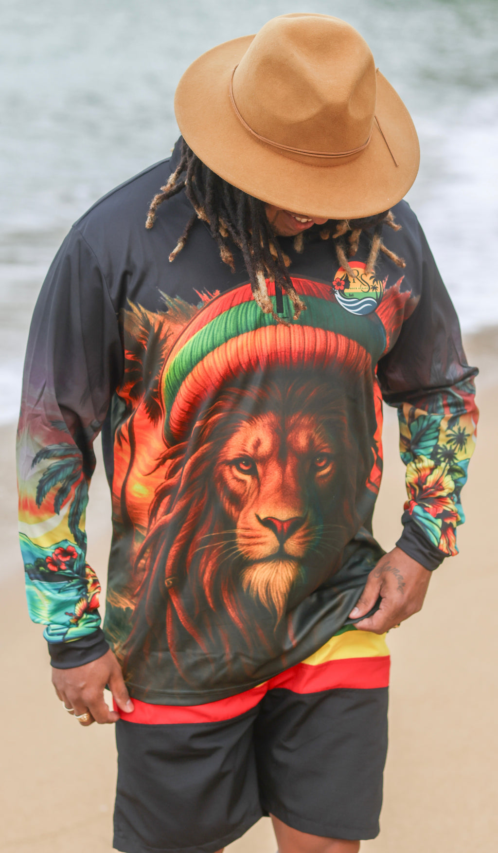 Rasta Lion Tropical Fishing Shirt