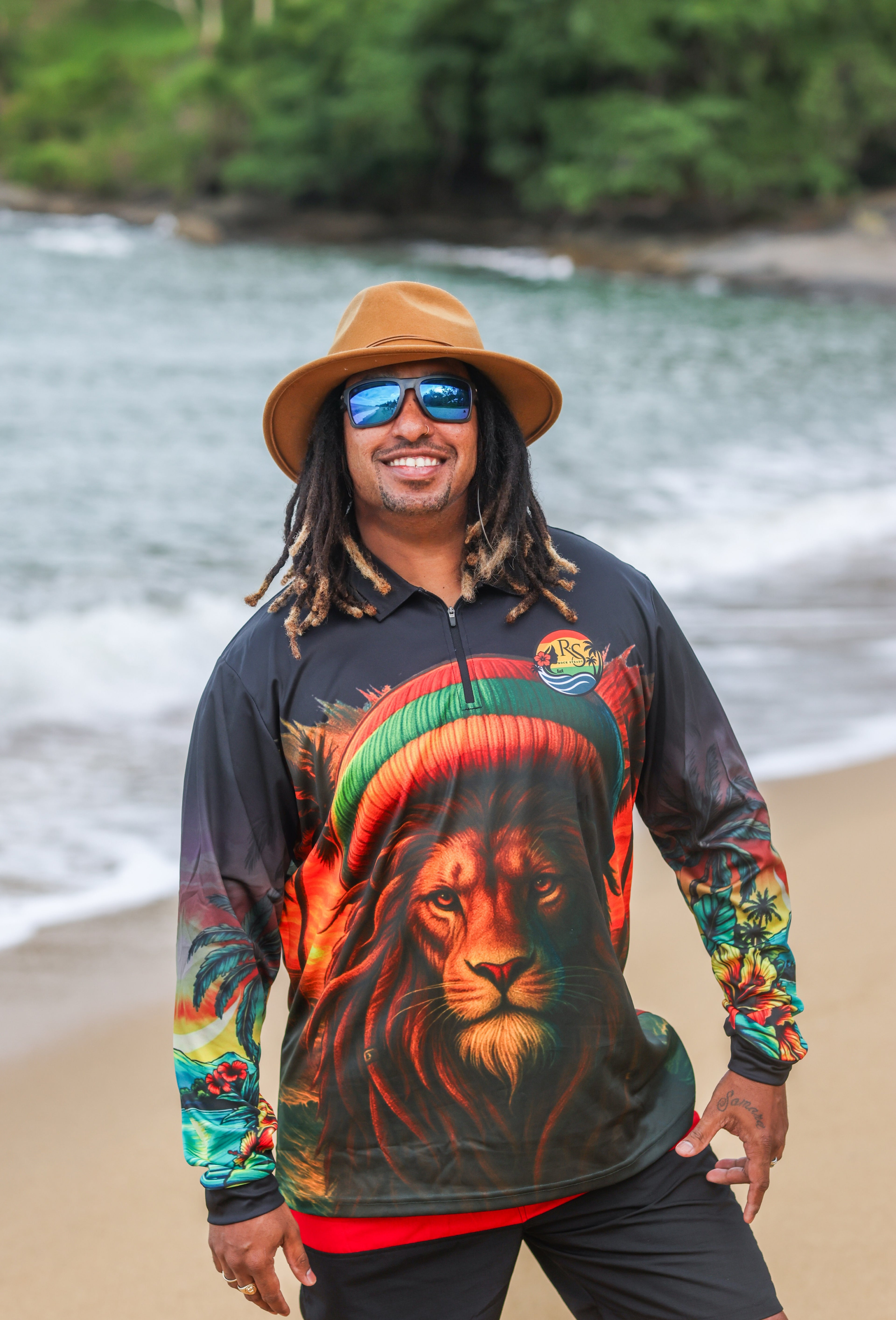 Rasta Lion Tropical Fishing Shirt
