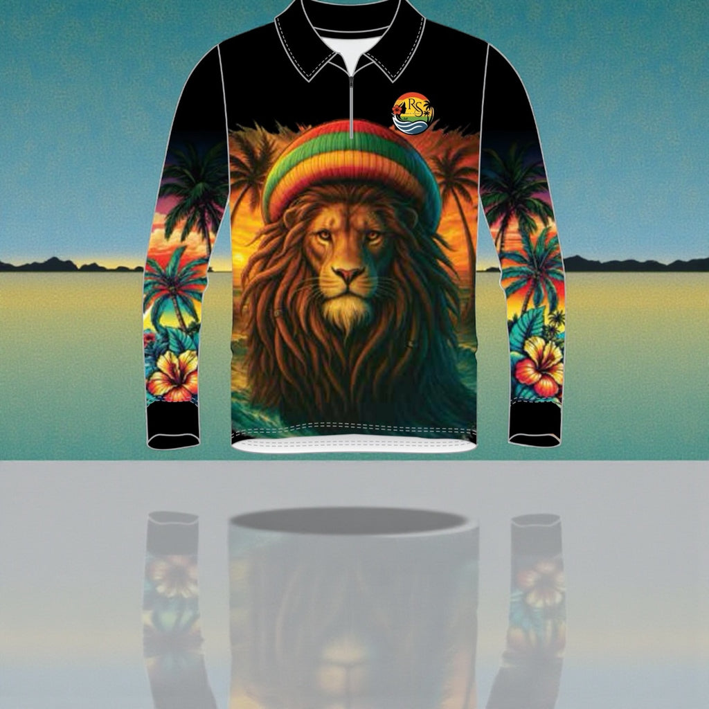 Rasta Lion Tropical Fishing Shirt