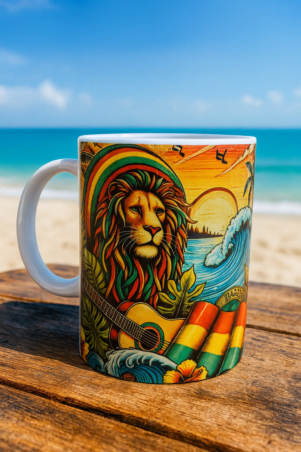 Rasta Lion Beach Mug