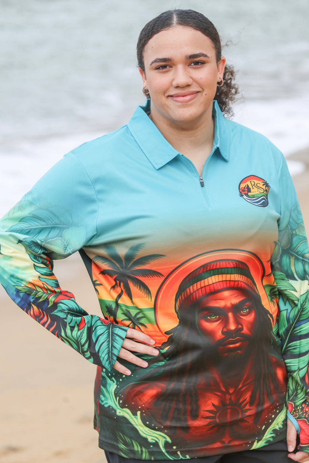 Rasta Tide Zip-Up Fishing Shirt