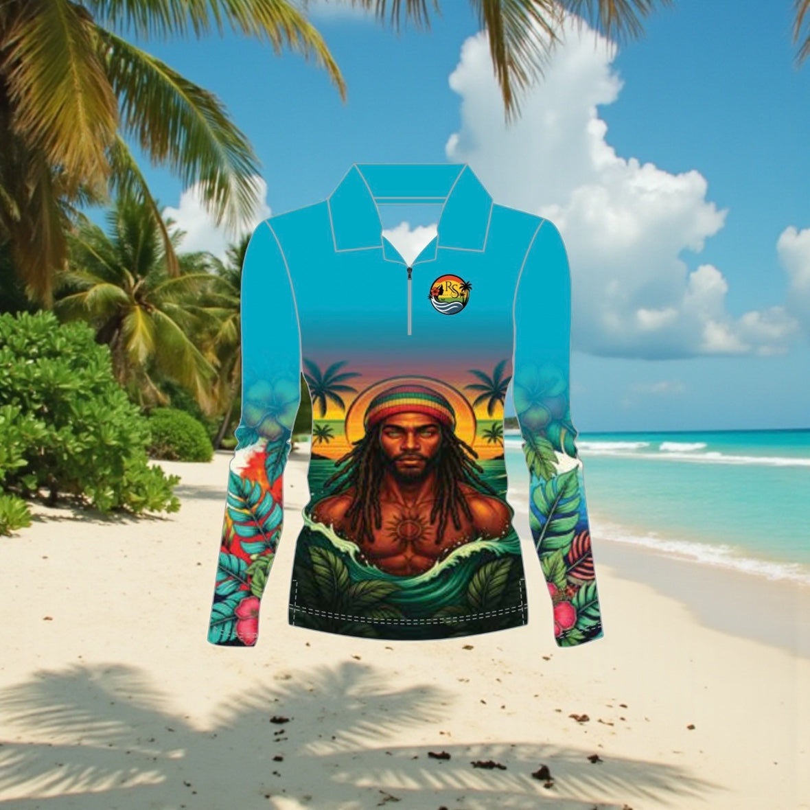 Rasta Tide Zip-Up Fishing Shirt