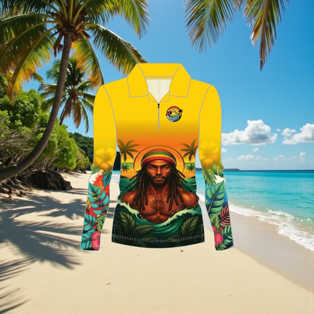 Rasta Tide Zip-Up Fishing Shirt