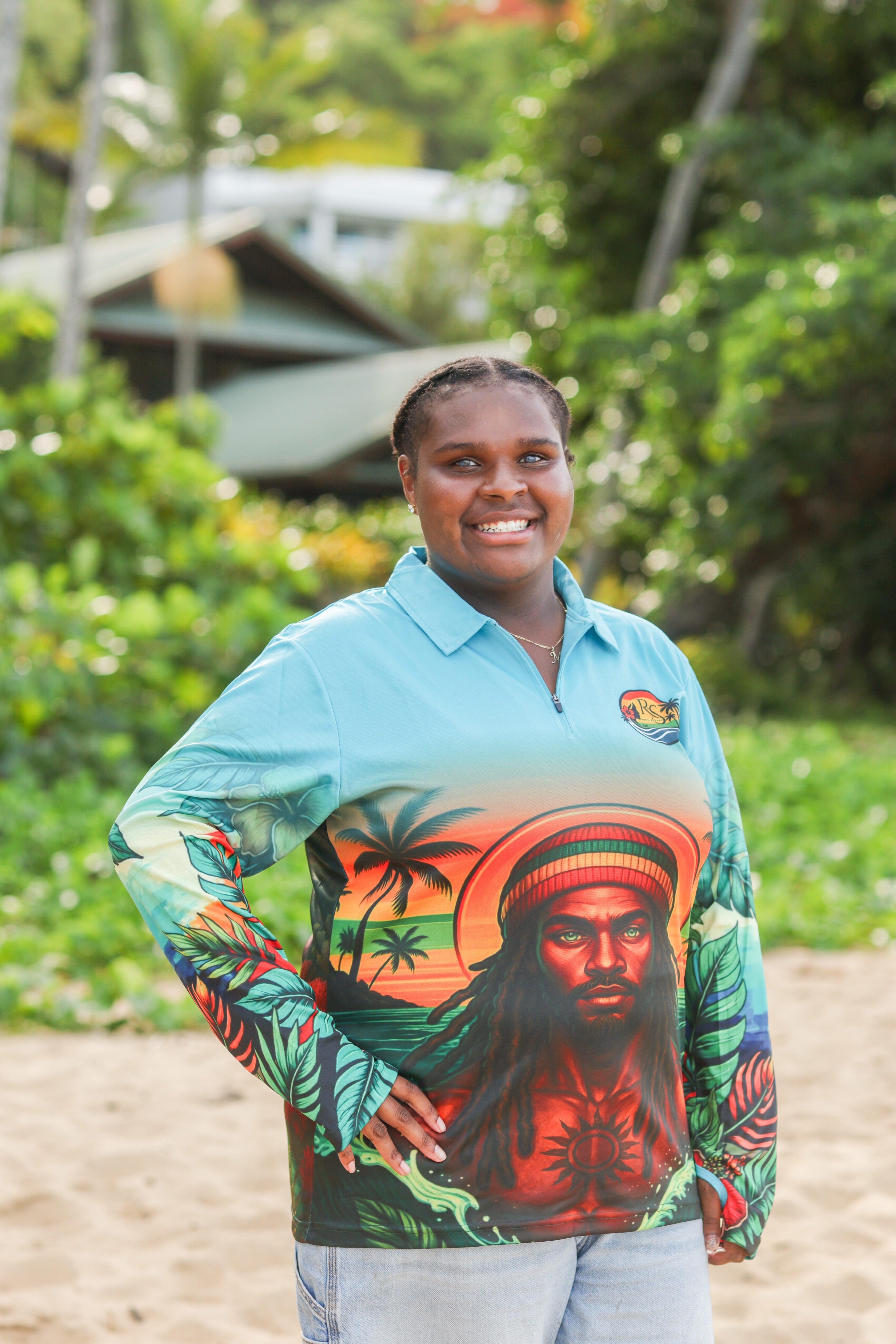 Rasta Tide Zip-Up Fishing Shirt