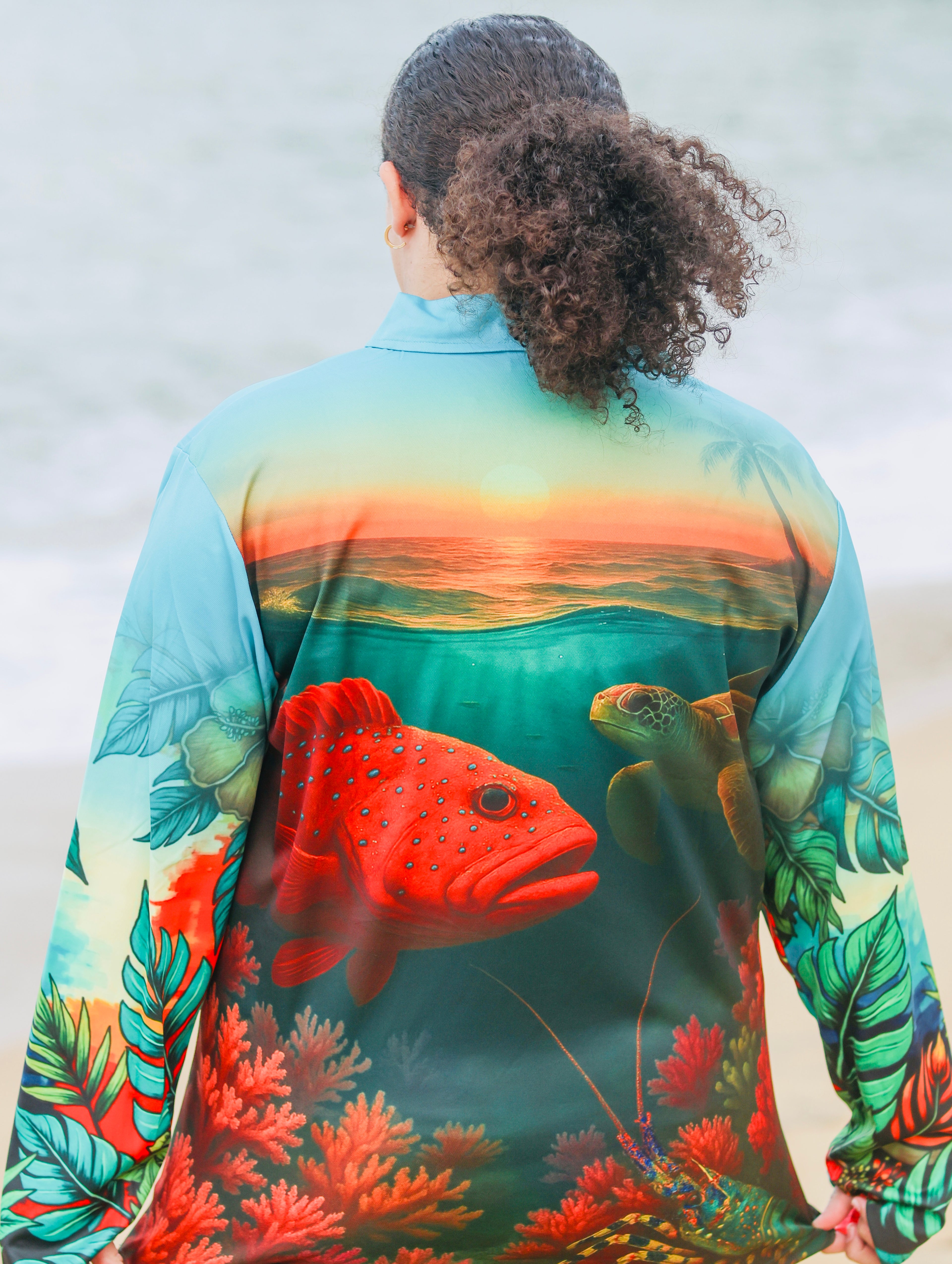 Rasta Tide Zip-Up Fishing Shirt