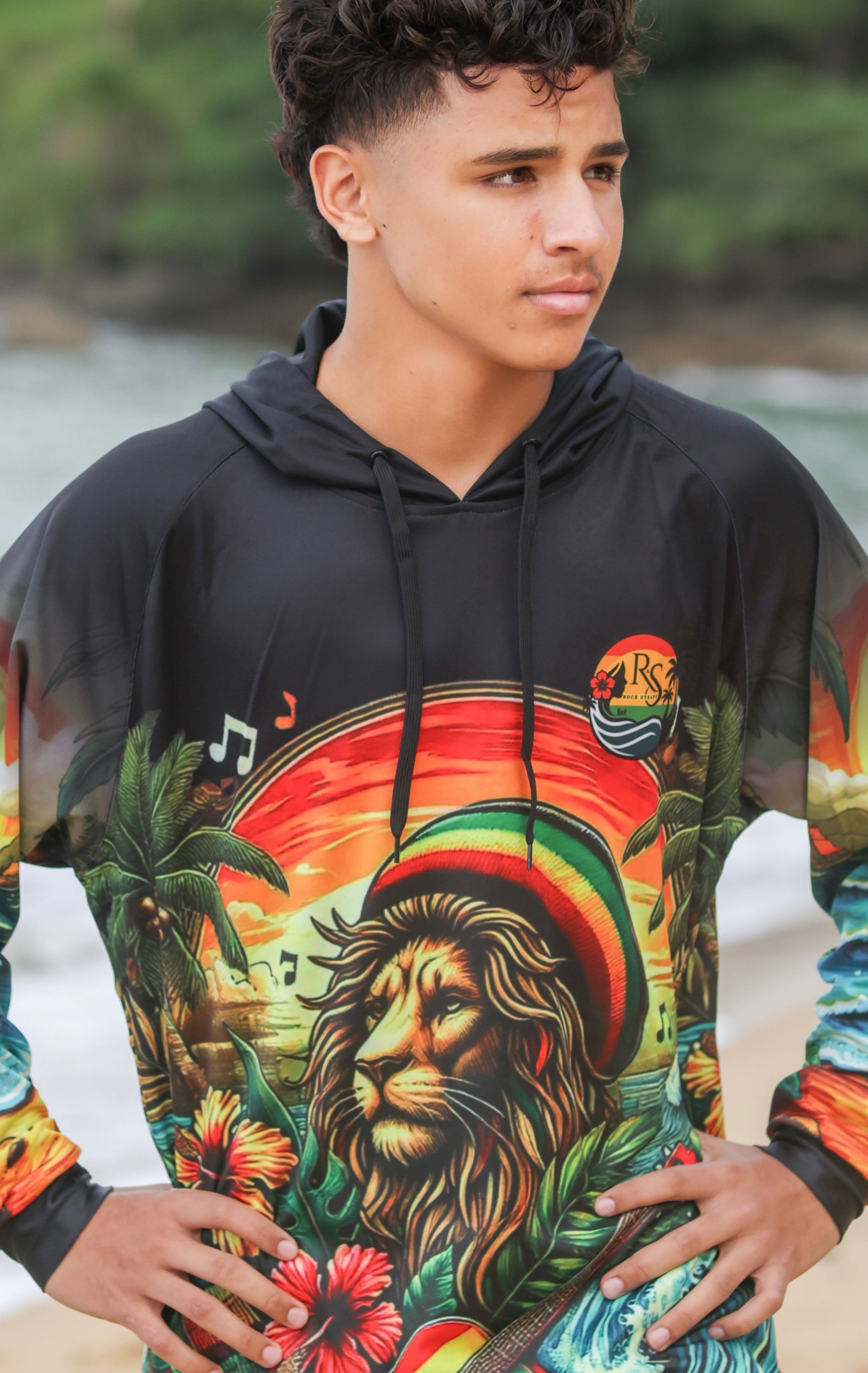 Lion hoodie fishing shirt